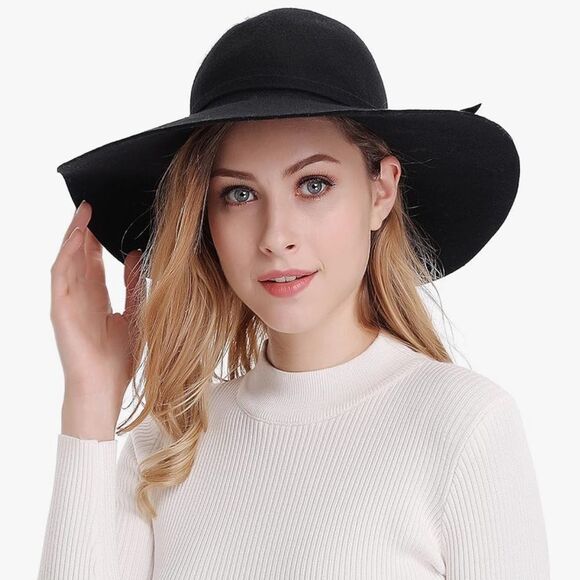 ASSQI Black Vintage Style Dome Fedora Wool Hat main image 4